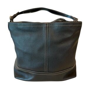 Coach 5715 Black Pebble Leather Hobo Bag